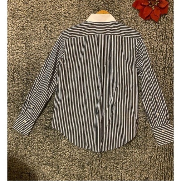 Zara women’s Striped Long Sleeve Button-Up Shirt Black Size M - Picture 9 of 9